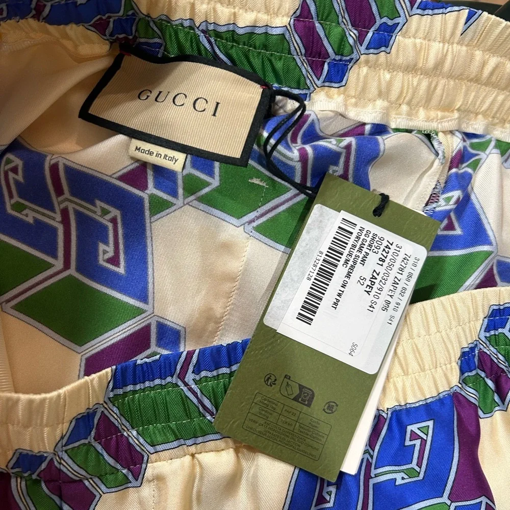 Men's Gucci, 3-D monogram silk twin shorts size 52/extra large made in Italy